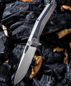 We Knife 808B Caliber Gray Titanium Handle Knife