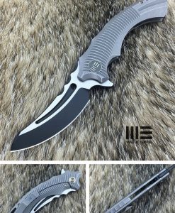We Knife 713C Gray Ti Handle Black Stonewash, Satin Blade Knife