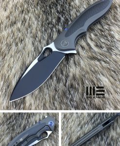 We knife 716C Brown Ti Handle With CF Inlay Black Stonewash,Satin Blade Knife
