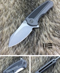 We Knife 717H Gray Ti Handle With CF Inlay Stonewash, Satin Blade Knife