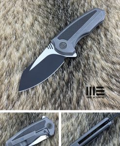 We Knife 717G Gray Ti Handle With CF Inlay Black Stonewash,Satin Blade Knife