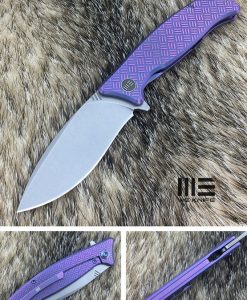 We Knife 712B Purple Ti Handle Stonewash Blade Knife