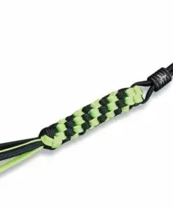 GREEN/BLK TIED PARACORD LANYARD BLK ROUND TI BEAD