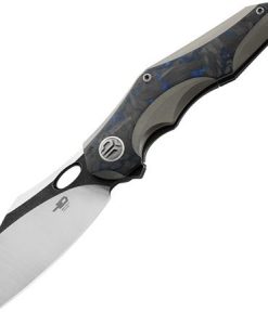 BESTECH BT2105A M390 BLADE TITANIUM+BLK BLUE MARBLE CARBON FIBER INLAY
