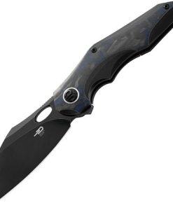 BESTECH BT2105B M390 BLADE TITANIUM +BLK BLUE MARBLE CARBON FIBER INLAY