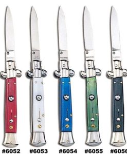 6053 SIDE OPEN SPRING KNIFE (WHITE HANDLE )