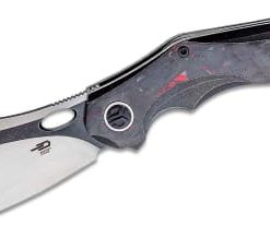 BESTECH BT2105D M390 BLADE TITANIUM+BLK RED MARBLE CARBON FIBER INLAY
