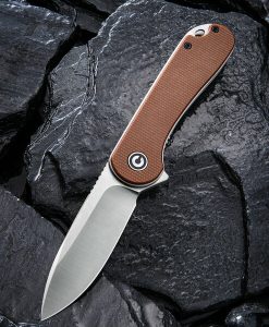 CIVIVI C907M BROWN MICARTA HANDLE GREY S/S LINER D2 BLADE SATIN FINISH