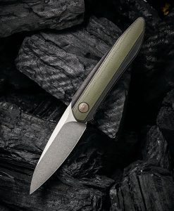 2010V-2 WE BLK VOID OPUS BLK TITANIUM HANDLE WITH GREEN G10 INLAY STONEWASHED CPM 20CV BLADE NESTED