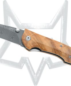 FOX 456/2DOL ELISHEWITZ FOLDING KNIFE DAMASTEEL SUPER DENSE TWIST OLIVE WOOD HDL