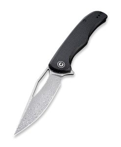 CIVIVI C912DS SHREDDER BLACK COURSE G10 HANDLE BLACK S/S LINER DAMASCUS BLADE