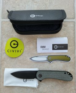 CIVIVI C907Q GREEN MICARTA HANDLE BLK S/S LINER BLK STONEWASHED CPM S35VN
