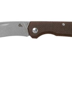 FOX BF-748 MIB BLK FOX CIOL FOLDING KNIFE-440C STONEWASHED BLADE -BRWN CANVAS MICARTA HANDLE