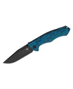 BESTECH BLACK AND BLUE KEEN II DEMASCUS FOLDING KNIFE- BT2301D