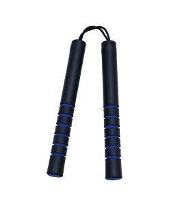 STRING FOAM CHAKU BLACK  W/BLUE GRIP 12"- E128