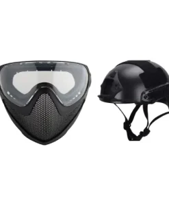 6MMPROSHOP PILOT MASK BLACK WITH FASTJUMP HELMET COMBO