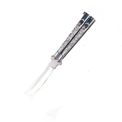 7022.jpg Butterfly Knife Silver Handle-7022