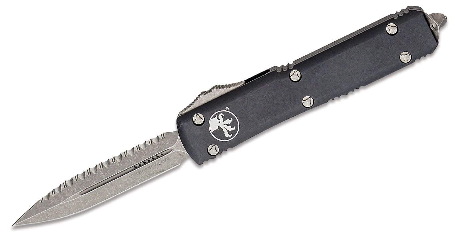 122-12ap.jpg Microtech 122-12AP Ultratech Apocalyptic Plain/Serrated Double Edge Dagger Blade, Black
