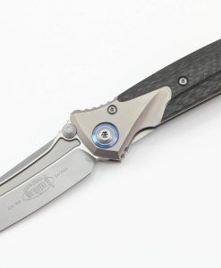 SOCOM Bravo Mini TE Titanium Handle Bead Blast Standard Blue Ti Pivot Collar Carbon Fiber Scales - 261M-7CFTI