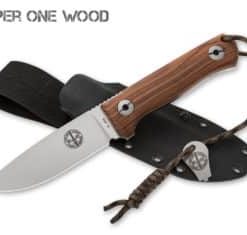 POHL FORCE Prepper One, Outdoor Survival Knife, Tactical Fixed Blade, Niolox Steel Knife, Santos Wood Handle Knife, POHL FORCE 2055, Camping Knife