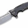 We Knife 814DS-2 Chimera Antique Bronze Ti Handle Hakkapella Damasteel Blade