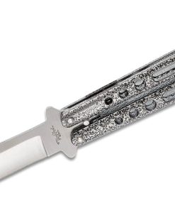 Benchmark BM005 Balisong Butterfly Knife Silver Vein Handles