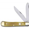 BOKER CLASSIC 112525YB YELLOW TRAPPER BONE NON LOCKING FOLDER KNIFE SATIN BLADES 01