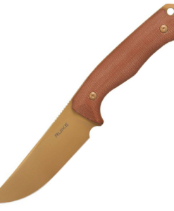 RUIKE F186-MN Fixed Blade Knife Gold Blade Brown Handle