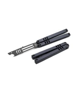 Squid Industries Mako Inked Black Trainer Butterfly Knife / Bottle Opener