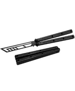 Squid Knives Krake Raken V3 Inked Black Trainer Butterfly Knife Blunt Edge