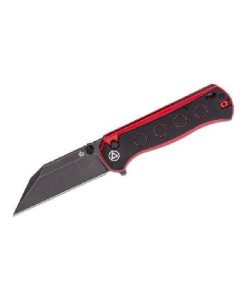 QSP QS149-A2 Swordfish Button Lock 14C28N Black Stonewashed Black/Red G10