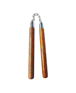 WOODEN B.B. ROUND CHAKU, 12" NATURAL W/CARVED DARGON - C117