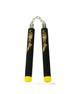 B.B Foam Chaku w/Dragon Black/Yellow 12" - E116B