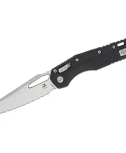 Microtech MSI® S/E Tri-Grip Injection Molded Black Stonewash Full Serrated - 210T-12PMBK