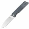 QSP QS102-F PARROT D2 Satin Plain Blade, Denim Micarta Handle