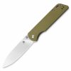 QSP QS102-G Parrot D2 Satin Plain Blade Green Micarta Handle