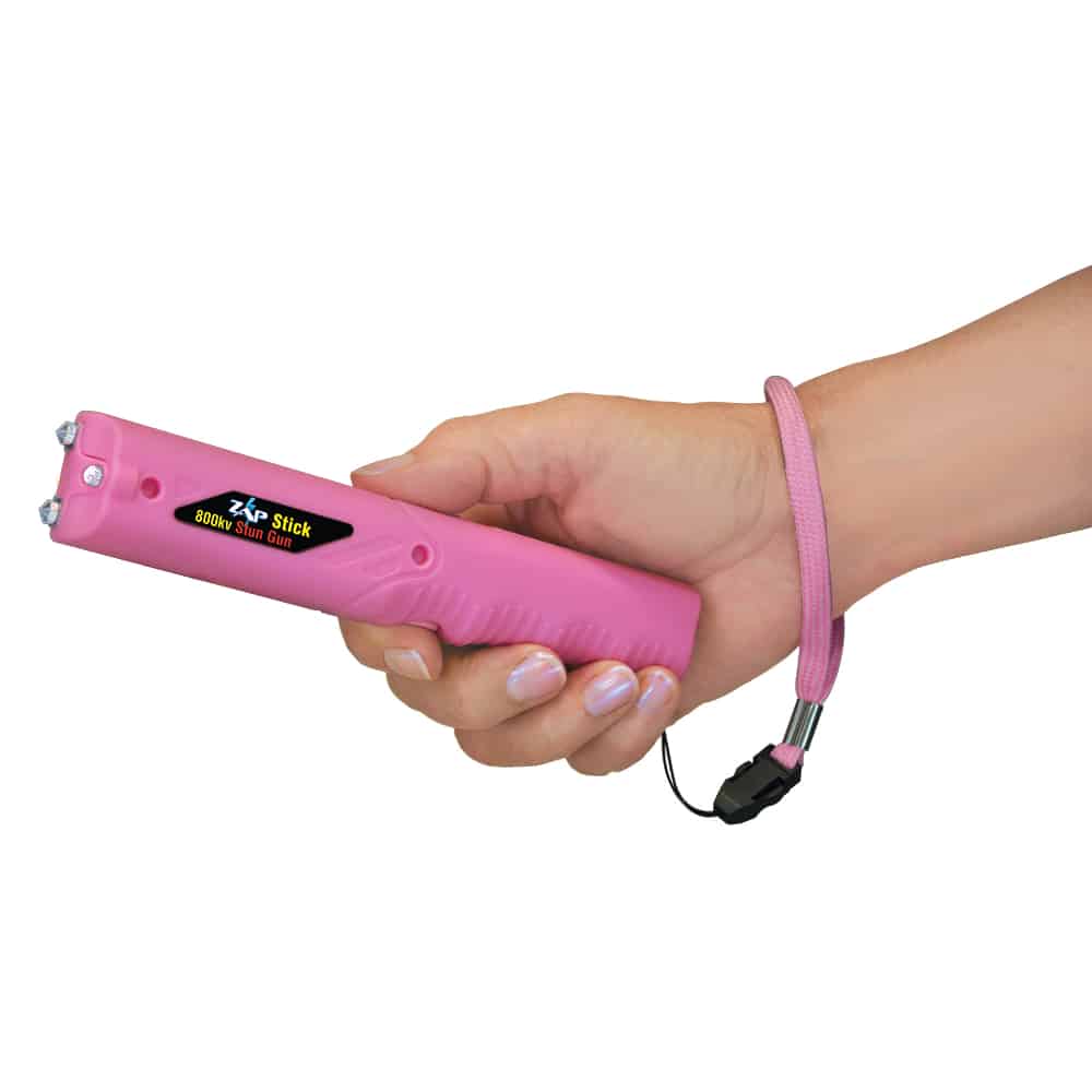 ZAPSTKF_pink_hand.jpg PSP ZAP Stick Pink 800 Thousand Volt Stun Gun/Flashlight