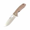 Honey Badger HB1009 D2 Drop Point Flipper Large Tan Knife