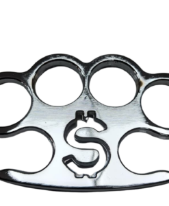 FAS7-6 KNUCKLE DUSTER THIN SILVER WITH DOLLAR SIGN