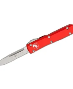 MICROTECH UT S/E Stonewash Red Handle Partial Serrated - 121-11RD
