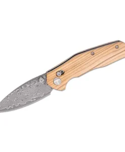 BESTECH DAMASCUS ACID ETCHED OLIVEWOOD HANDLE - BMK02M