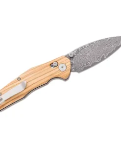 BESTECH DAMASCUS ACID ETCHED OLIVEWOOD HANDLE - BMK02M