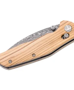 BESTECH DAMASCUS ACID ETCHED OLIVEWOOD HANDLE - BMK02M