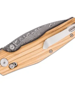 BESTECH DAMASCUS ACID ETCHED OLIVEWOOD HANDLE - BMK02M
