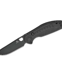 BESTECH Button lock D2 BLACK PVD WITH CARBON FIBRE PATTERN G10 GREY HANDLE - BMK12F-2