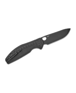 BESTECH Button lock D2 BLACK PVD WITH CARBON FIBRE PATTERN G10 GREY HANDLE - BMK12F-2