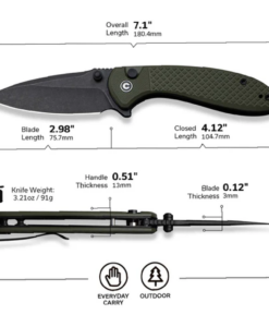 Civivi Faeger Flipper & Button Lock Knife OD Green G10 Handle-C24031-2