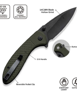 Civivi Faeger Flipper & Button Lock Knife OD Green G10 Handle-C24031-2