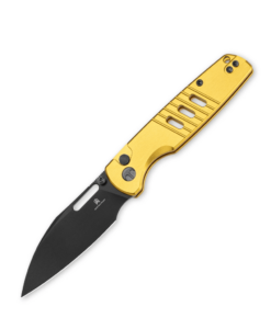 Bestechman Vector BMK15E– Black PVD D2 Blade & Gold Anodized Aluminum Handle Folding Knife