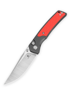 Bestechman Icebreaker BMK16A–D2 Blade & Black Aluminum Handle with Red G10 Inlays Folding Knife